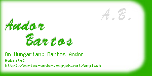 andor bartos business card